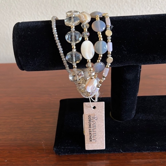 NWT bead and leather wrap bracelet - Picture 1 of 9